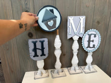 Load image into Gallery viewer, Pedestal Spindle Home Slide On Interchangeable File SVG, Signs Only Frame Display Christmas Fall Decor Glowforge, LuckyHeartDesignsCo
