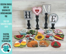 Load image into Gallery viewer, Pedestal Spindle Slide On Seasonal Set Interchangeable File SVG, Home Sign, Christmas Fall Decor Glowforge, LuckyHeartDesignsCo
