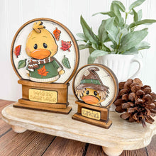 Load image into Gallery viewer, Duck Fall Snow Globe Interchangeable File SVG, TINY Glowforge, Sweater, Farm, Scarecrow, Pumpkin, Leaf, Leaves, LuckyHeartDesignsCo
