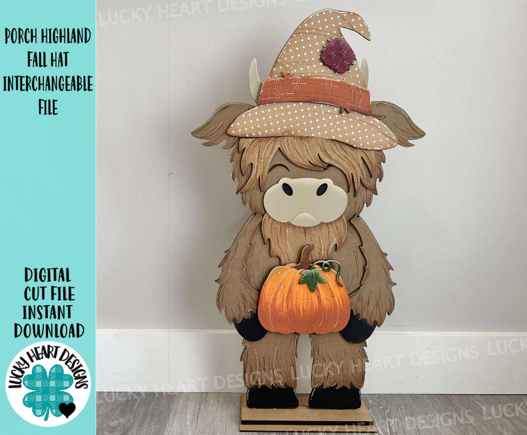 Porch Highland Fall Interchangeable Hats File SVG, (hat only) Seasonal, Cow Holiday, Pumpkin, Scarecrow Farm, Glowforge, LuckyHeartDesignsCo