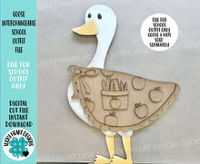 Load image into Gallery viewer, Goose Animal Hats School Interchangeable Outfit File SVG, Teacher, Gift, Apple, Pencil Shirt Seasonal Holiday Glowforge LuckyHeartDesignsCo
