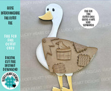 Load image into Gallery viewer, Goose Animal Hats Fall Interchangeable Outfit File SVG Scarecrow, Pumpkin, Shirt Seasonal Holiday Glowforge LuckyHeartDesignsCo
