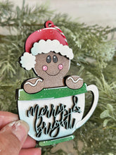 Load image into Gallery viewer, Mug Friends Gingerbread Christmas Ornament File SVG, Santa, Winter, Cocoa, Coffee, Cup, Cookie, Baking, Glowforge, LuckyHeartDesignsCo
