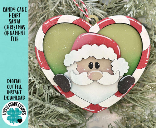 Candy Cane Heart Santa Christmas Ornament Friends File SVG, Craft, Kids, Santa, Rudolph, Reindeer, Glowforge, LuckyHeartDesignsCo