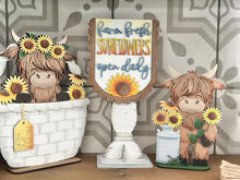 Load image into Gallery viewer, Sunflower Pedestal Spindle Slide On Seasonal Set Interchangeable File SVG, Home Sign, Fall Summer, Decor Glowforge, LuckyHeartDesignsCo

