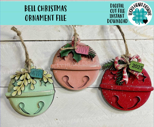 Bell Christmas Ornament File SVG, Craft, Kids, Santa, Farmhouse, Rustic, Glowforge, LuckyHeartDesignsCo