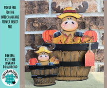 Load image into Gallery viewer, Moose Fall For The Flower Basket Interchangeable File SVG, TINY Leaves Leaf Pumpkin Cow Farm, Tiered Tray, Glowforge, LuckyHeartDesignsCo
