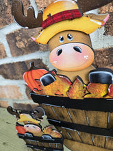 Load image into Gallery viewer, Moose Fall For The Flower Basket Interchangeable File SVG, TINY Leaves Leaf Pumpkin Cow Farm, Tiered Tray, Glowforge, LuckyHeartDesignsCo
