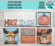 Load image into Gallery viewer, Moose Fall MINI Interchangeable Leaning Sign File SVG, Pumpkin, Scarecrow, Pumpkin, Leaves, Leaf, Tiered Tray Glowforge, LuckyHeartDesignsCo
