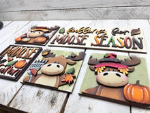 Load image into Gallery viewer, Moose Fall Interchangeable Leaning Sign File SVG, Glowforge, Farm, Scarecrow, Pumpkin, Leaves, Leaf, Autumn, LuckyHeartDesignsCo
