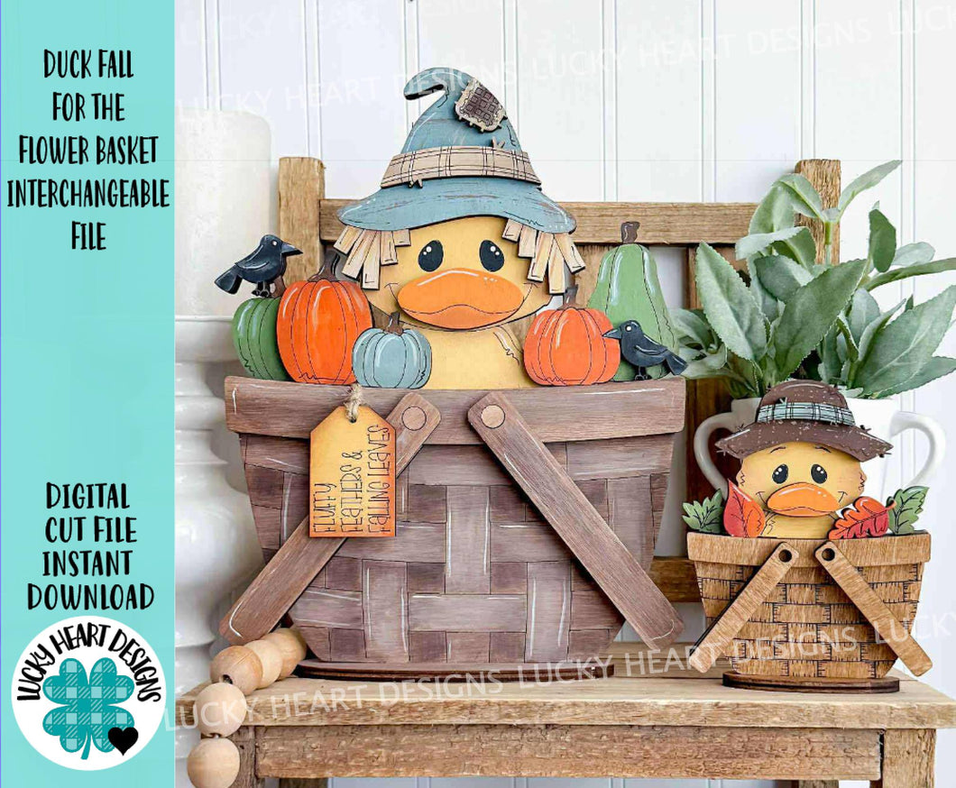 Duck Fall For The Flower Basket Interchangeable File SVG, TINY Leaves Leaf Pumpkin Farm, Tiered Tray, Glowforge, LuckyHeartDesignsCo