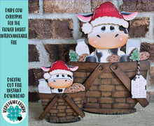 Load image into Gallery viewer, Dairy Cow Christmas For The Flower Basket Interchangeable File SVG (Original and TINY) Santa Milk Cookies Farm Glowforge LuckyHeartDesignsCo
