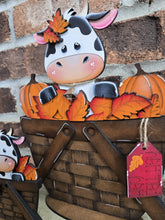 Load image into Gallery viewer, Dairy Cow Fall For The Flower Basket Interchangeable File SVG, TINY Leaves Leaf Pumpkin Farm, Tiered Tray, Glowforge, LuckyHeartDesignsCo
