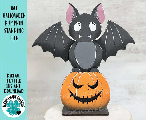 Bat Halloween Pumpkin Standing File SVG, Witch, Jack-o-lantern, Cute, Trick Or Treat Tiered Tray Glowforge, LuckyHeartDesignsCo