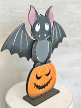 Load image into Gallery viewer, Bat Halloween Pumpkin Standing File SVG, Witch, Jack-o-lantern, Cute, Trick Or Treat Tiered Tray Glowforge, LuckyHeartDesignsCo
