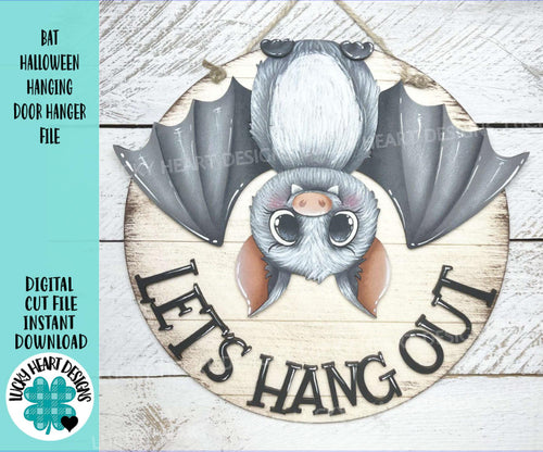 Bat Halloween Hanging Door Hanger File SVG, Glowforge, Holiday, Decor Sign, Ghost, Trick or Treat, Mummy, Candy, Witch, LuckyHeartDesignsCO
