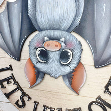 Load image into Gallery viewer, Bat Halloween Hanging Door Hanger File SVG, Glowforge, Holiday, Decor Sign, Ghost, Trick or Treat, Mummy, Candy, Witch, LuckyHeartDesignsCO
