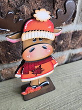 Load image into Gallery viewer, Moose Fall Standing File SVG, Pumpkin, Leaves, Autumn, Farm, Sweater Weather, Tiered Tray Glowforge, LuckyHeartDesignsCo
