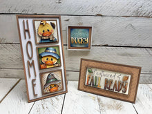 Load image into Gallery viewer, Duck Fall MINI Interchangeable Leaning Sign File SVG, Pumpkin, Scarecrow, Pumpkin, Leaves, Leaf, Tiered Tray Glowforge, LuckyHeartDesignsCo
