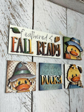 Load image into Gallery viewer, Duck Fall MINI Interchangeable Leaning Sign File SVG, Pumpkin, Scarecrow, Pumpkin, Leaves, Leaf, Tiered Tray Glowforge, LuckyHeartDesignsCo
