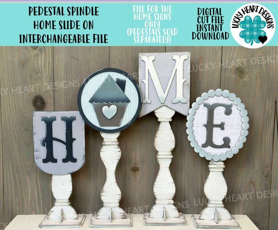 Pedestal Spindle Home Slide On Interchangeable File SVG, Signs Only Frame Display Christmas Fall Decor Glowforge, LuckyHeartDesignsCo