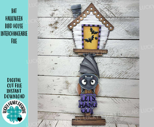 Bat Halloween for the Birdhouse Interchangeable File SVG, Glowforge, Fall, Trick or Treat, Seasonal, Holiday Shapes, LuckyHeartDesignsCo