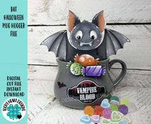 Load image into Gallery viewer, Bat Halloween Mug Hugger File SVG, Glowforge Tiered Tray, Decor Holiday Jack o lantern Plant Hugger Trick or Treat, LuckyHeartDesignsCo
