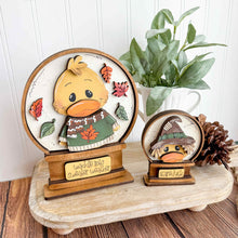 Load image into Gallery viewer, Duck Fall Snow Globe Interchangeable File SVG, TINY Glowforge, Sweater, Farm, Scarecrow, Pumpkin, Leaf, Leaves, LuckyHeartDesignsCo

