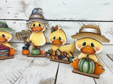 Load image into Gallery viewer, Duck Fall Standing File SVG, Scarecrow, Pumpkin, Leaves, Autumn, Farm, Sweater Weather, Tiered Tray Glowforge, LuckyHeartDesignsCo
