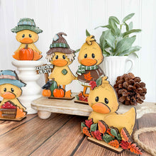 Load image into Gallery viewer, Duck Fall Standing File SVG, Scarecrow, Pumpkin, Leaves, Autumn, Farm, Sweater Weather, Tiered Tray Glowforge, LuckyHeartDesignsCo
