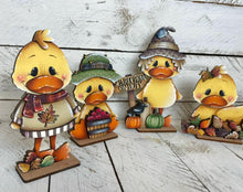 Load image into Gallery viewer, Duck Fall Standing File SVG, Scarecrow, Pumpkin, Leaves, Autumn, Farm, Sweater Weather, Tiered Tray Glowforge, LuckyHeartDesignsCo
