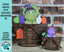 Load image into Gallery viewer, Dinosaur Halloween For The Flower Basket Interchangeable File SVG, TINY, Potion, Candy, Monster, Witch, Glowforge, LuckyHeartDesignsCo
