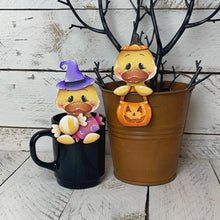 Load image into Gallery viewer, Duck Halloween Mug Hugger File SVG, Glowforge Tiered Tray, Decor Holiday Jack o lantern Plant Hugger Trick or Treat, LuckyHeartDesignsCo
