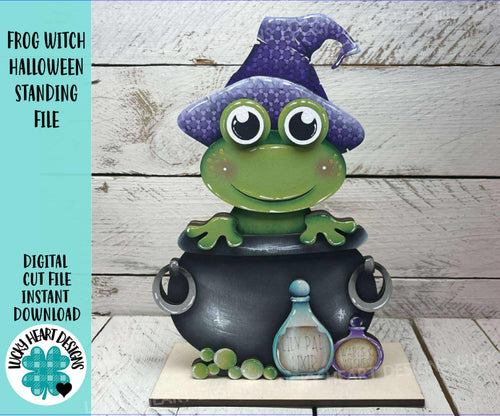 Frog Witch Halloween Halloween Pumpkin Standing File SVG, Jack-o-lantern, Cute, Trick Or Treat Tiered Tray Glowforge, LuckyHeartDesignsCo