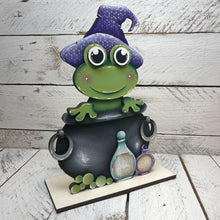 Load image into Gallery viewer, Frog Witch Halloween Halloween Pumpkin Standing File SVG, Jack-o-lantern, Cute, Trick Or Treat Tiered Tray Glowforge, LuckyHeartDesignsCo
