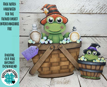Load image into Gallery viewer, Frog Witch Halloween For The Flower Basket Interchangeable File SVG, TINY, Potion, Candy, Monster, Witch, Glowforge, LuckyHeartDesignsCo
