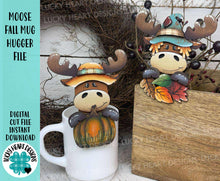 Load image into Gallery viewer, Moose Fall Mug Hugger File SVG, Glowforge Tiered Tray, Scarecrow, Farm, Pumpkin, Leaves, Decor Holiday, Plant Hugger LuckyHeartDesignsCo
