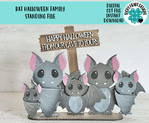 Bat Halloween Family Standing File SVG, Trick or Treat, Personalized, Tiered Tray Glowforge, LuckyHeartDesignsCo
