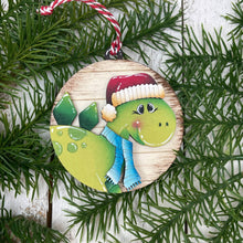 Load image into Gallery viewer, Christmas Dinosaur Ornament File SVG, Glowforge, T-rex, Triceratops, Brachiosaurus, Santa, Elf, Dino, LuckyHeartDesignsCo
