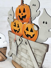 Load image into Gallery viewer, Cute Halloween Ghost For The Flower Basket Interchangeable File SVG, TINY, Jack-O-Lantern Pumpkins, Glowforge, LuckyHeartDesignsCo

