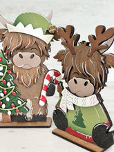 Load image into Gallery viewer, Highland Santa Christmas Standing Set File SVG, Elf, Sweater, Cow, Holiday, Tree, Ornament, Farm, Tiered Tray Glowforge, LuckyHeartDesignsCo
