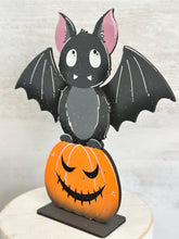 Load image into Gallery viewer, Bat Halloween Pumpkin Standing File SVG, Witch, Jack-o-lantern, Cute, Trick Or Treat Tiered Tray Glowforge, LuckyHeartDesignsCo
