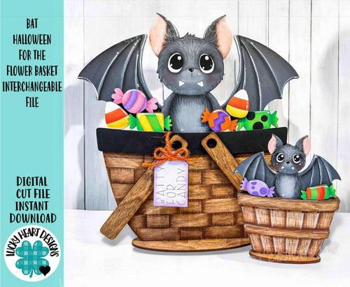 Bat Halloween For The Flower Basket Interchangeable File SVG, TINY, Potion, Candy, Monster, Witch, Glowforge, LuckyHeartDesignsCo