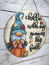 Load image into Gallery viewer, Fall Gnome Pumpkin Boy Door Hanger File SVG, Scarecrow, Leaves, Pumpkin, Leaf, Autumn, Decor Glowforge, LuckyHeartDesignsCo
