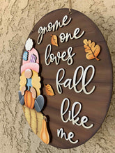 Load image into Gallery viewer, Fall Gnome Pumpkin Girl Door Hanger File SVG, Scarecrow, Leaves, Pumpkin, Leaf, Autumn, Decor Glowforge, LuckyHeartDesignsCo
