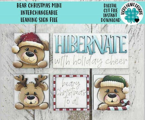 Bear Christmas MINI Interchangeable Leaning Sign File SVG, Rudolph, Santa, Elf, Tiered Tray Glowforge, LuckyHeartDesignsCo
