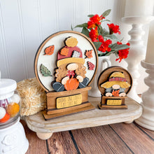 Load image into Gallery viewer, Fall Pumpkin Gnome Snow Globe Interchangeable File SVG, TINY Glowforge, Farm, Scarecrow, Autumn, Leaf, Leaves, LuckyHeartDesignsCo
