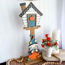 Load image into Gallery viewer, Fall Pumpkin Gnome for the Birdhouse Interchangeable File SVG, Glowforge, Seasonal Scarecrow Holiday Shapes, Bird house, LuckyHeartDesignsCo
