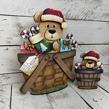 Load image into Gallery viewer, Bear Christmas For The Flower Basket Interchangeable File SVG, TINY Santa Candy Cane Presents Tiered Tray, Glowforge, LuckyHeartDesignsCo
