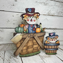 Load image into Gallery viewer, Scarecrow Pair Fall For The Flower Basket Interchangeable File SVG, TINY Leaves Pumpkin Farm, Tiered Tray, Glowforge, LuckyHeartDesignsCo
